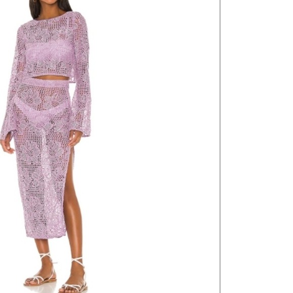 Majorelle Graham Lavender Crochet Lace Maxi Skirt Elegant Party Womens M - Picture 1 of 8